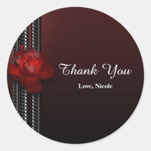 Sticker Rond Rose éclairée et dentelle Favori de fête de Bourgo
