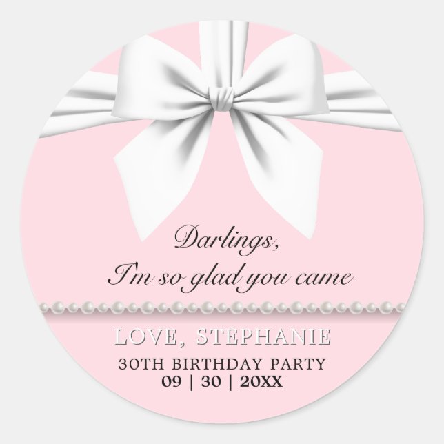 Sticker Rond Rose Élégant Fancy Tiffany Anniversaire Remercieme (Devant)