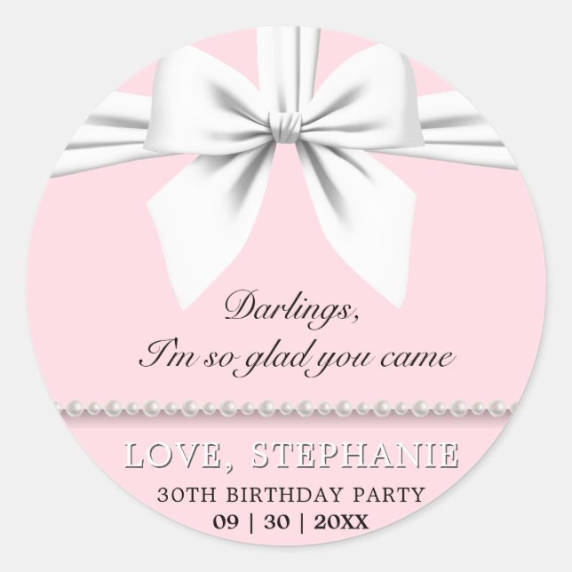 Sticker Rond Rose Élégant Tiffany pour un anniversaire Merci (Devant)