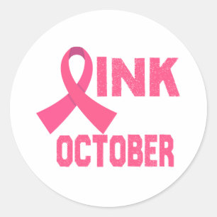 Sticker Rond Rose en octobre