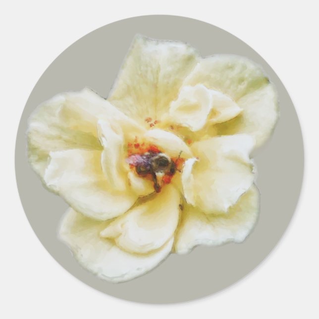 Sticker Rond Rose et abeille (Devant)