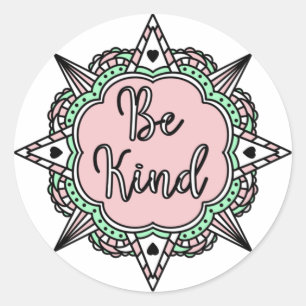 Sticker Rond Rose et Mint vert Be Kind