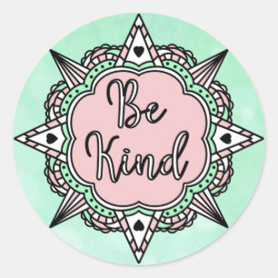 Sticker Rond Rose et Mint vert Be Kind