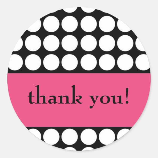 Sticker Rond rose et noir dot merci (Devant)