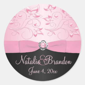 Sticker rond rose et noire de 1,5 po