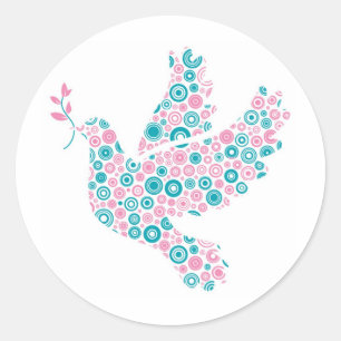 Sticker Rond Rose et Turquoise DOVE