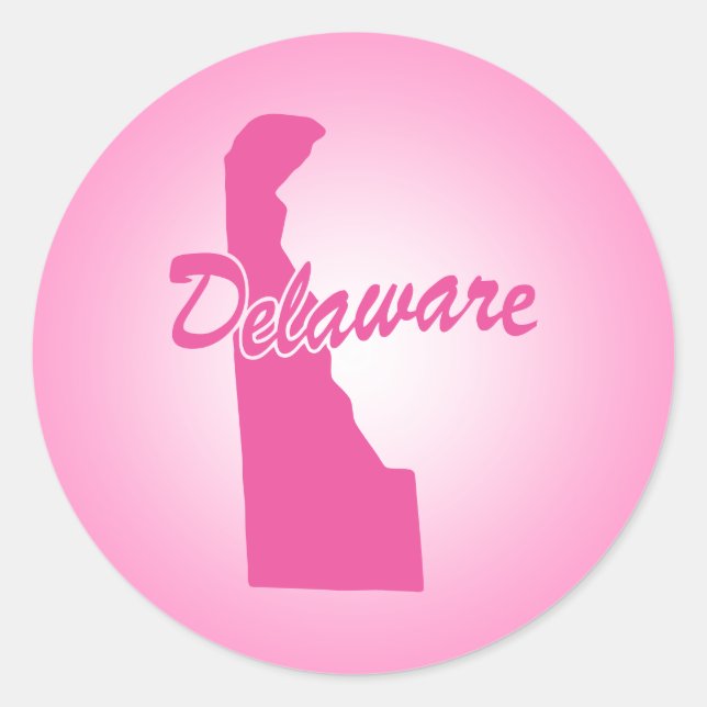 Sticker rond rose État Delaware classique (Devant)