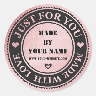 Sticker Rond Rose Fait À La Main Pour Vous Fait Avec Amour