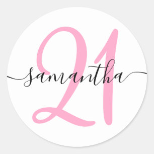 Sticker Rond Rose Féminin Personnalisé 21