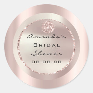 Sticker Rond Rose Fête de Mariage Douce 16ème Paillettes Rose O