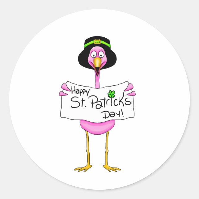 Sticker Rond rose flamingo heureux st. patricks jour (Devant)