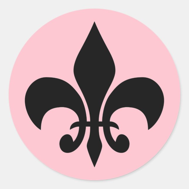 Sticker rond rose Fleur de lis (Devant)