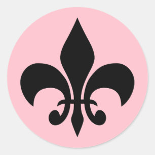 Sticker rond rose Fleur de lis