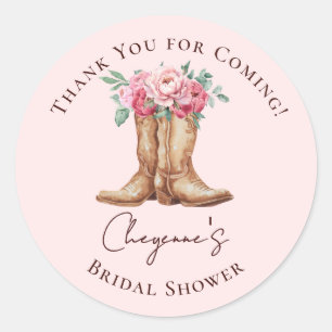 Sticker Rond Rose Floral Boho Cowgirl REMERCIEMENTS ENTERREMENT