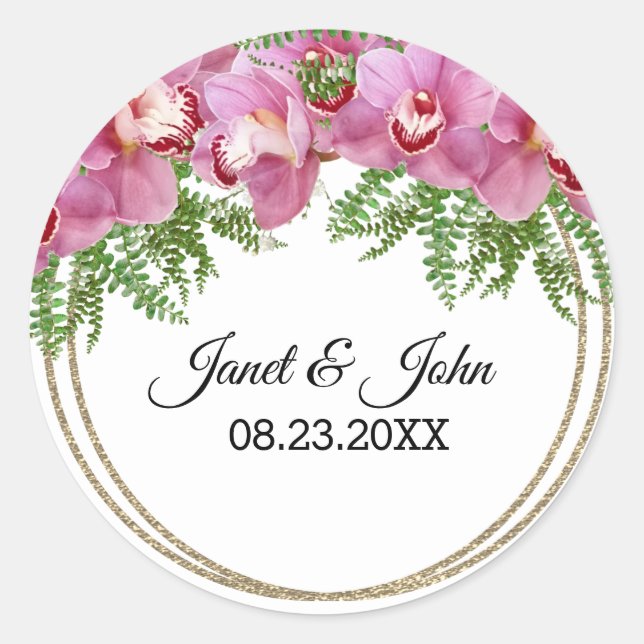 Sticker rond rose floral classique (Devant)