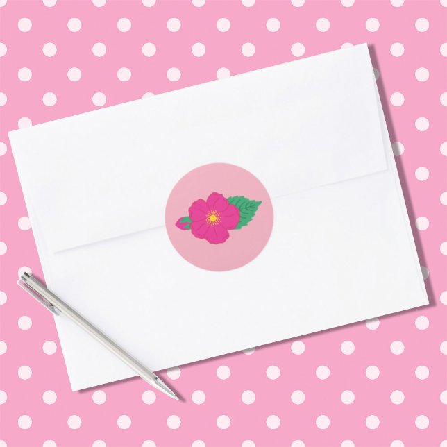 Sticker Rond Rose Florale Rose (Créateur téléchargé)