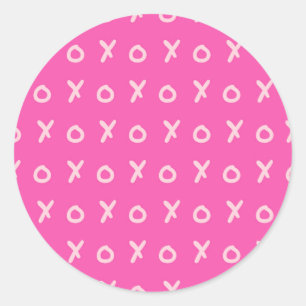 Sticker Rond Rose foncé et clair X O XO XO XO's Trendy Cute