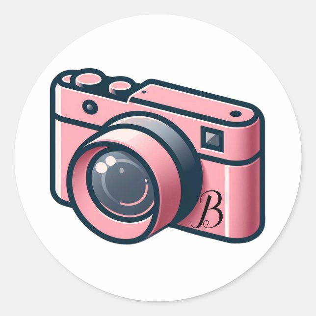 Sticker Rond Rose girly et gris personnalisé pour appareil phot (Devant)