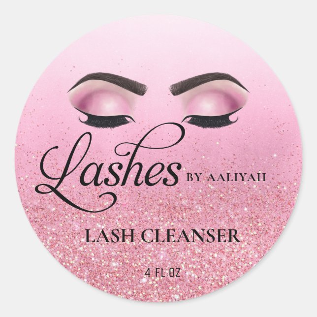 Sticker Rond Rose Glam Parties scintillant Lash Bain Shampoo ne (Devant)