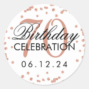Sticker Rond Rose Gold 70e anniversaire Faux Parties scintillan