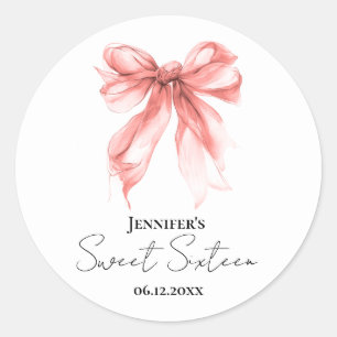 Sticker Rond Rose Gold Arc Coquette Script Sweet 16 Fête