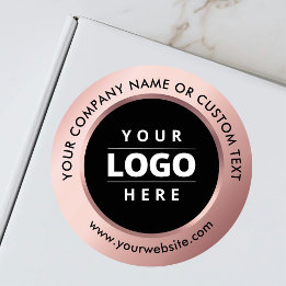 Sticker Rond Rose Gold Black Business Logo Shipping Promotional