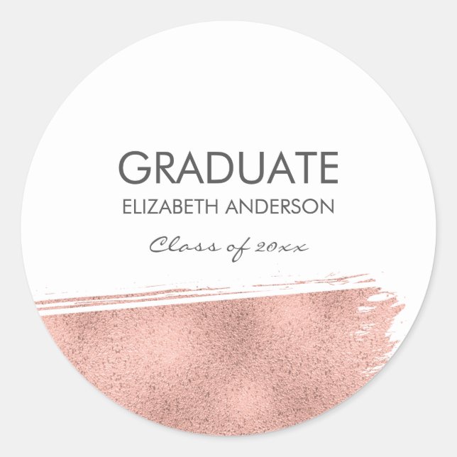 Sticker Rond Rose Gold Brushstroke Graduation (Devant)