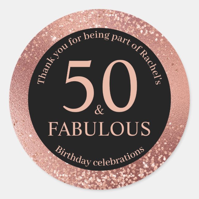 Sticker Rond Rose Gold Cadeau de remerciement pour 50e annivers (Devant)