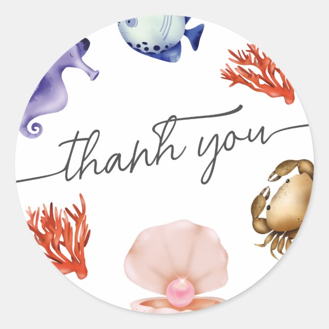 Sticker Rond Rose gold Coastal Chic Watercolor thank you  (Devant)
