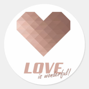 Sticker Rond Rose Gold Coeur géométrique Merveilleux Amour