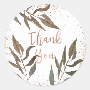Sticker Rond Rose Gold Cuivre Botanique Glam Moderne Mariage