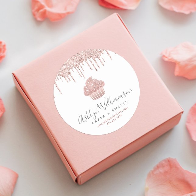 Sticker Rond Rose Gold Cupcake Pâtisserie Chef boulangerie Part (Créateur téléchargé)