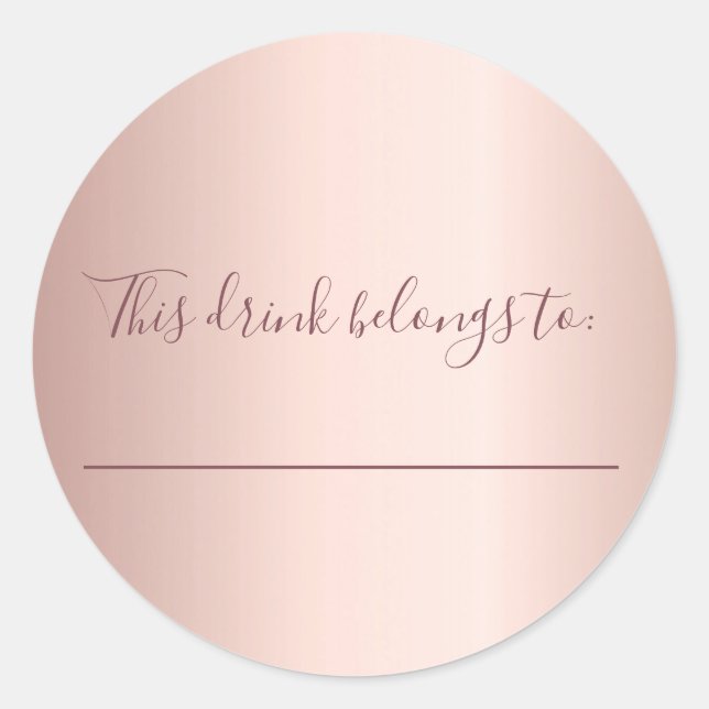 Sticker Rond Rose gold de mariage ce verre appartient à  (Devant)
