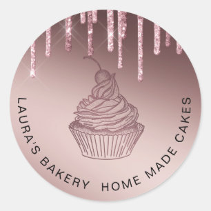 Sticker Rond Rose Gold Drives Cakes & Sweets Cupcake Accueil Bo