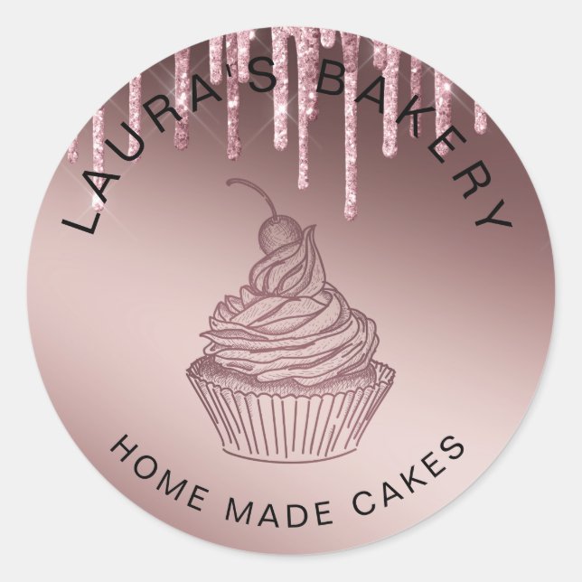 Sticker Rond Rose Gold Drives Cakes & Sweets Cupcake Accueil Bo (Devant)