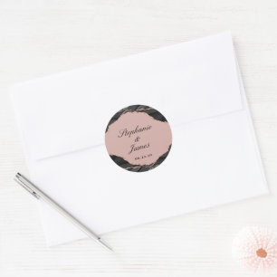 Sticker Rond Rose Gold Élégant Agate Mariage