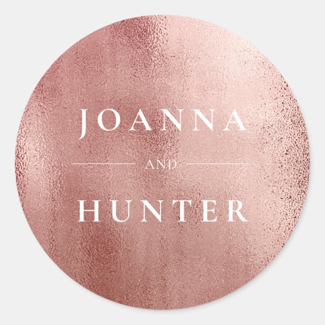 Sticker Rond Rose Gold Elegant Mariage de typographie (Devant)