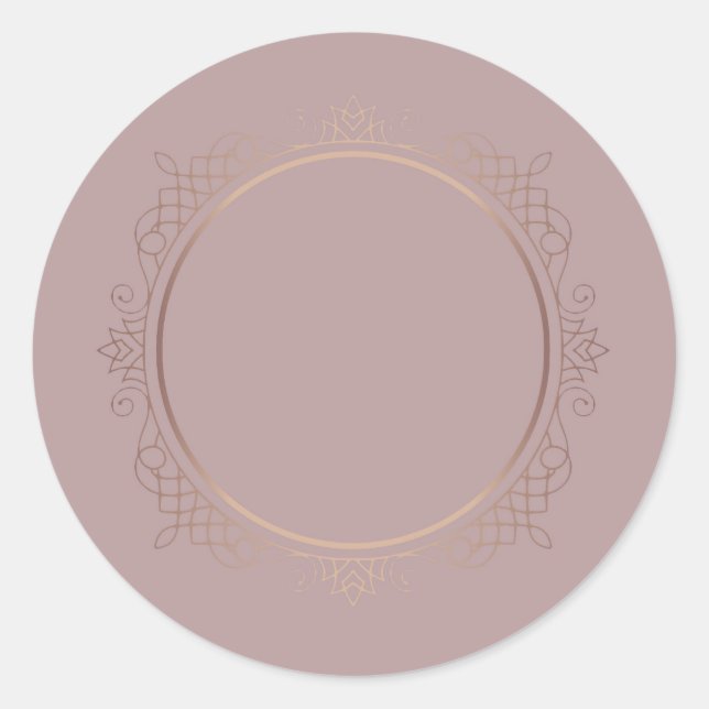 Sticker Rond Rose Gold Élégant Modèle Vierge Ajoutez Votre Text (Devant)