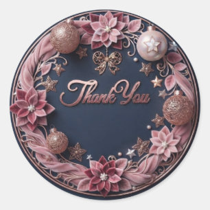 Sticker Rond Rose Gold Élégante & Rose Pâle Velours Floral Merc