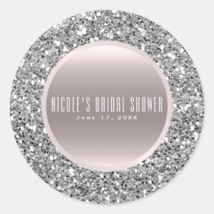 Sticker Rond Rose Gold et Glitter Argent Élégant Cadeau de Mari