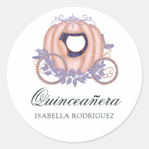 Sticker Rond Rose Gold et Lilac Parties scintillant Princesse Q