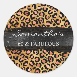 Sticker Rond Rose Gold et Noir Feuille de Léopard 60 & Fabuleux