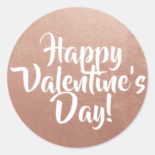 Sticker Rond Rose Gold Feuille de Photo Joyeuse Saint-Valentin