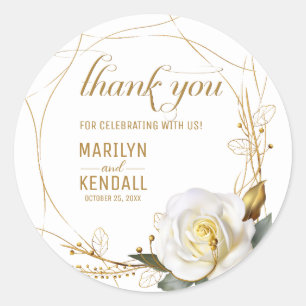 Sticker Rond Rose Gold Fleurs Organiques Merci
