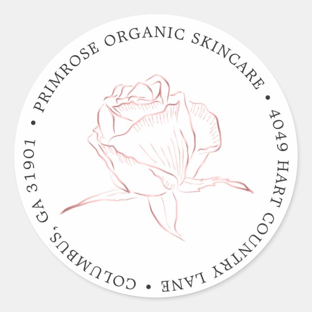Sticker Rond Rose Gold Floral Logo Adresse de retour (Devant)