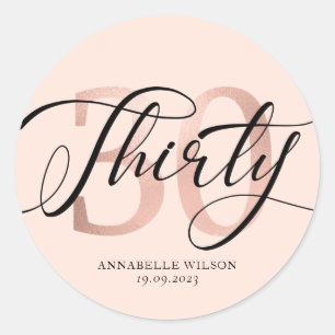 Sticker Rond Rose Gold Foil 30e anniversaire