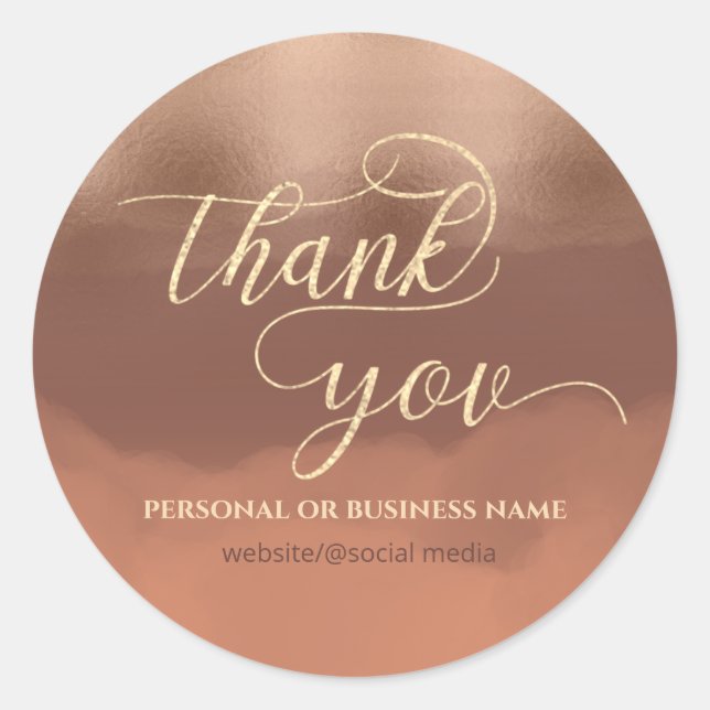 Sticker Rond Rose gold foil cannelle cantaloupé aquarelle (Devant)