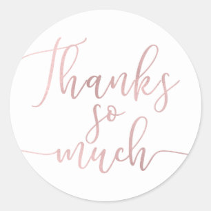 Sticker Rond Rose Gold Foil Script Merci Merci tant