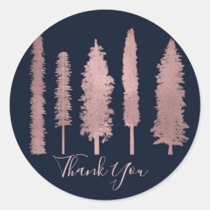 Sticker Rond Rose Gold foncé Bois Forestiers Arbres Rustique