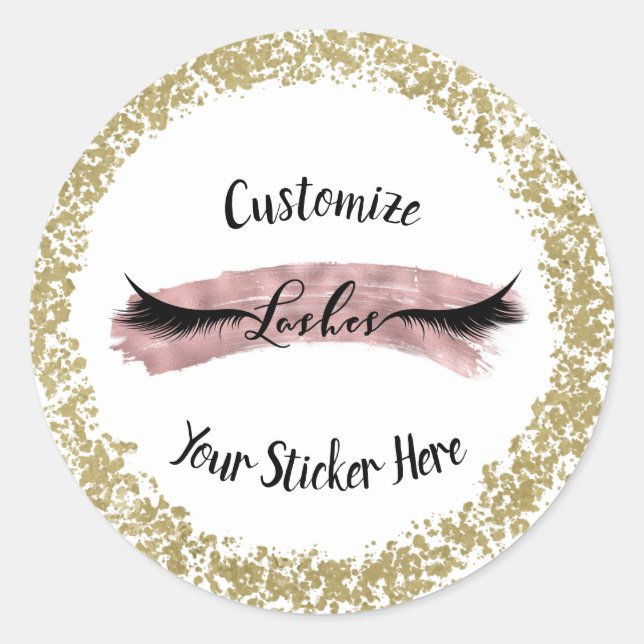 Sticker Rond Rose Gold Foncé Coup de Pinceau Glamour Maquillage (Devant)